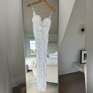 Magda Butrym White Ruched Midi Dress FR38